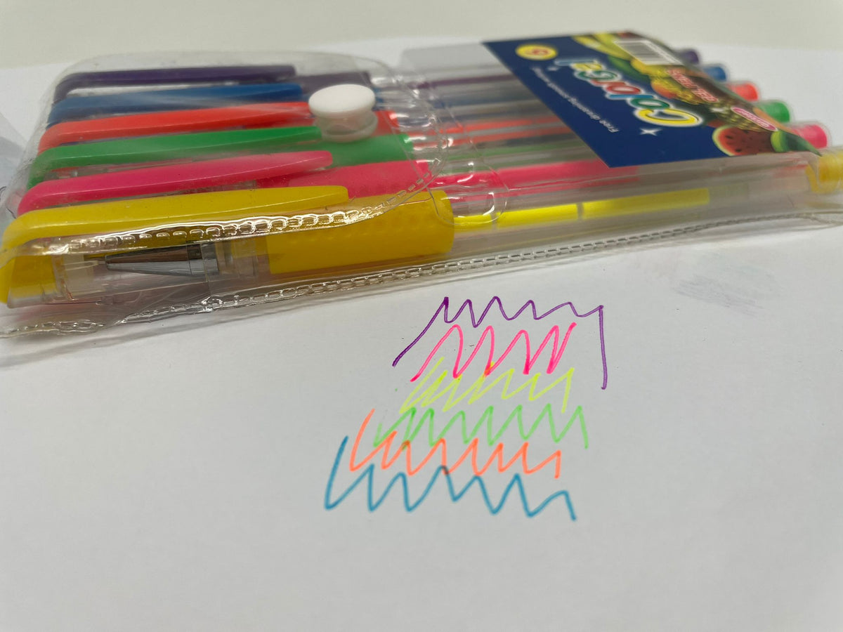 Neon Gel Pen 6pc Set Colouring Materials One Dollar Only