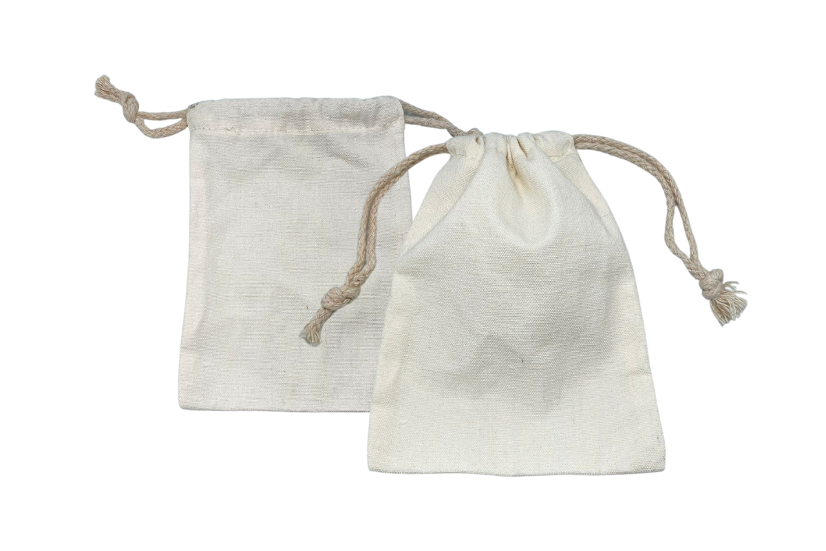 White cotton 2025 drawstring bag