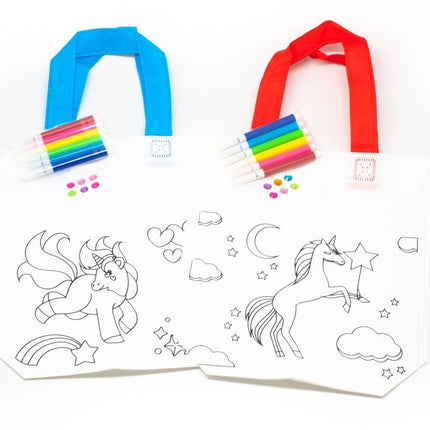 DIY Colouring Non Woven Bag Set - Unicorn Design Bags One Dollar Only