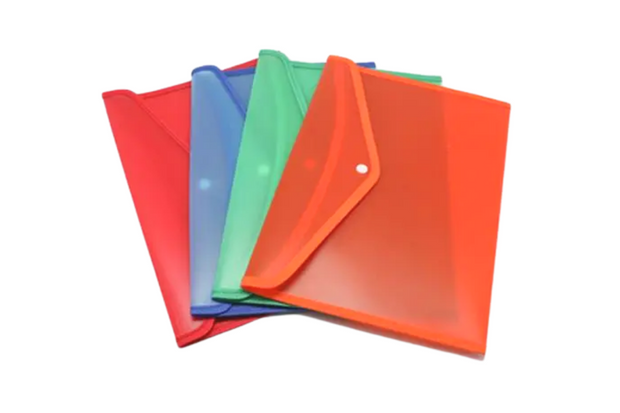 A4 Plastic Button Folder with Fabric Trim Files and Folders One Dollar Only