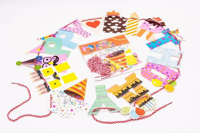 Happy Birthday Banner With String Party Supplies One Dollar Only