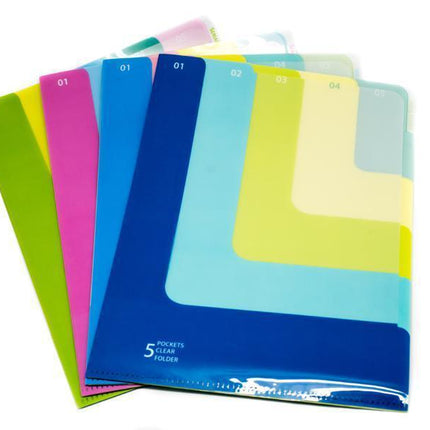 Multi Colour 5 Compartment L Folder Files and Folders One Dollar Only
