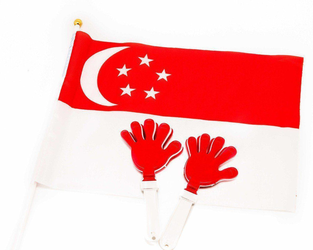 Singapore Hand Held Flag and Hand Clapper Set Seasonal One Dollar Only