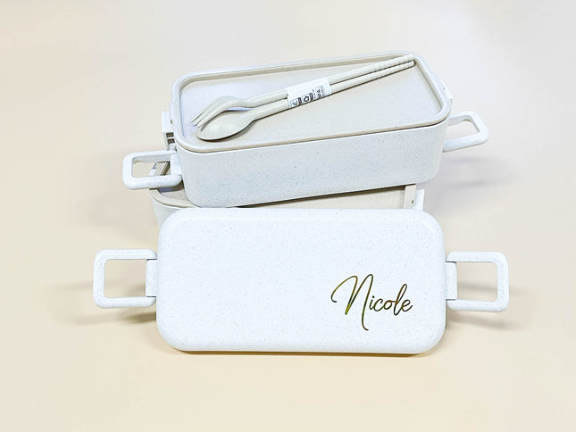 Two Tier Eco Wheat Straw Lunch Box with Cutlery Gift Ideas and Novelties One Dollar Only