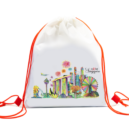 Singapore Design Drawstring Nylon Sports Bag (CCA Bag) Bags One Dollar Only