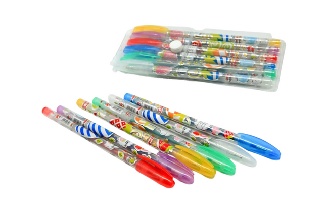 6-Colour Glitter Pen Set Colouring Materials One Dollar Only