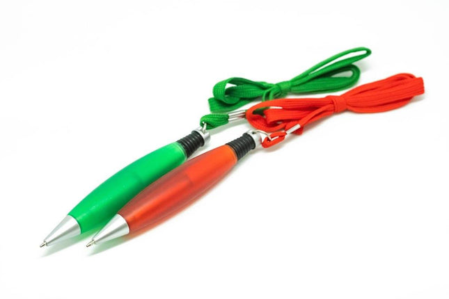 Translucent Plastic Click Action Pen with Lanyard Pens One Dollar Only